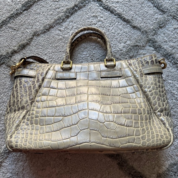 Dooney and Bourke Satchel Bag croc embossed reptile gray cream leather - Picture 12 of 14